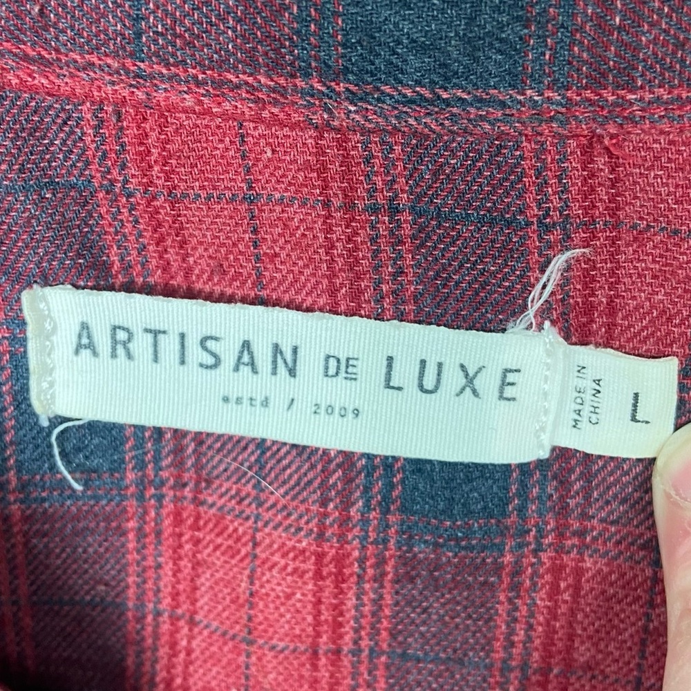 Anthropologie Artisan De Luxe Plaid Ruffle Shirt Red Western Bohemian Size Large - Picture 4 of 8